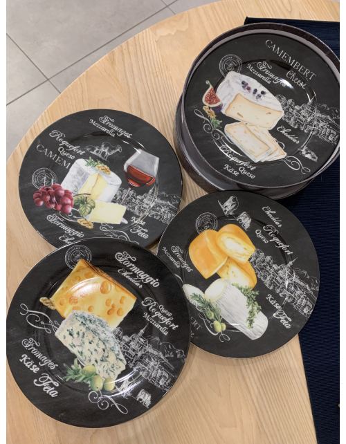 sans_marque 463WOCH Set of 4 Cheese on Slate Dessert Plates 